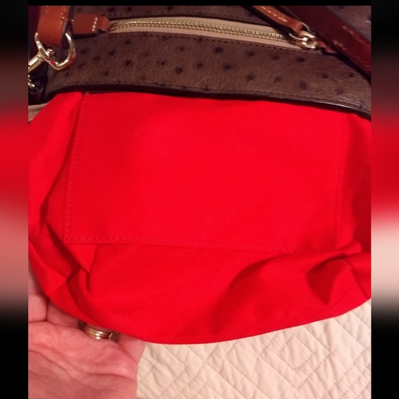 Dooney and Bourke Ostrich Small Zip Crossbody Signature Leather Collection Purse - Picture 10 of 12
